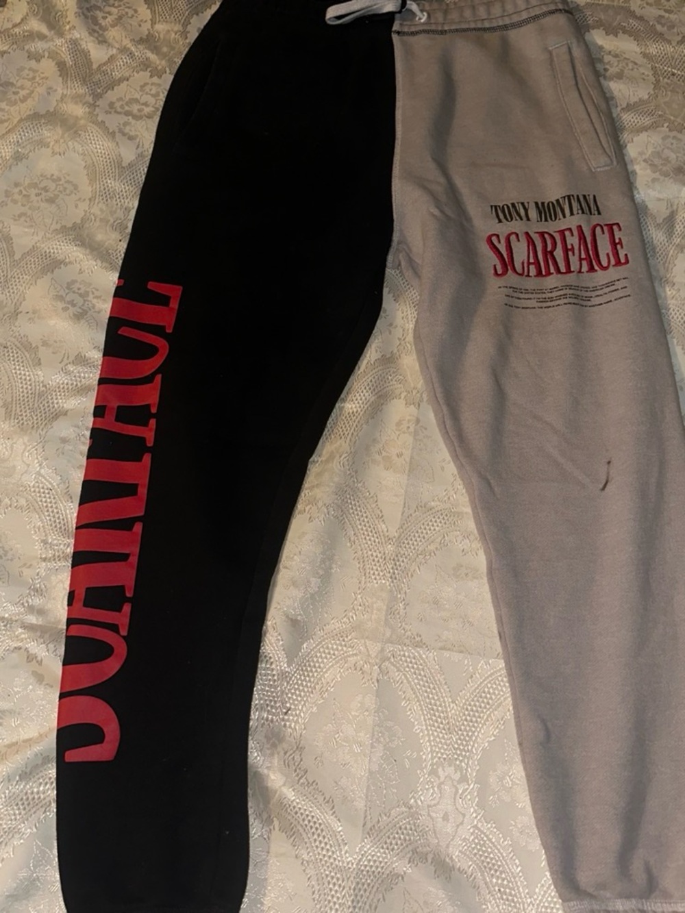 Scarface Tony Montana Two-Tone Sweatpants - Black & Gray